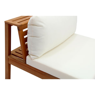 Salon de jardin d'angle 6 places en bois massif avec coussins déhoussables beige naturel BELIZE