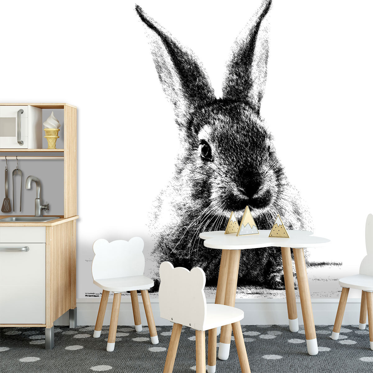 Papier peint lapin géant Intissé