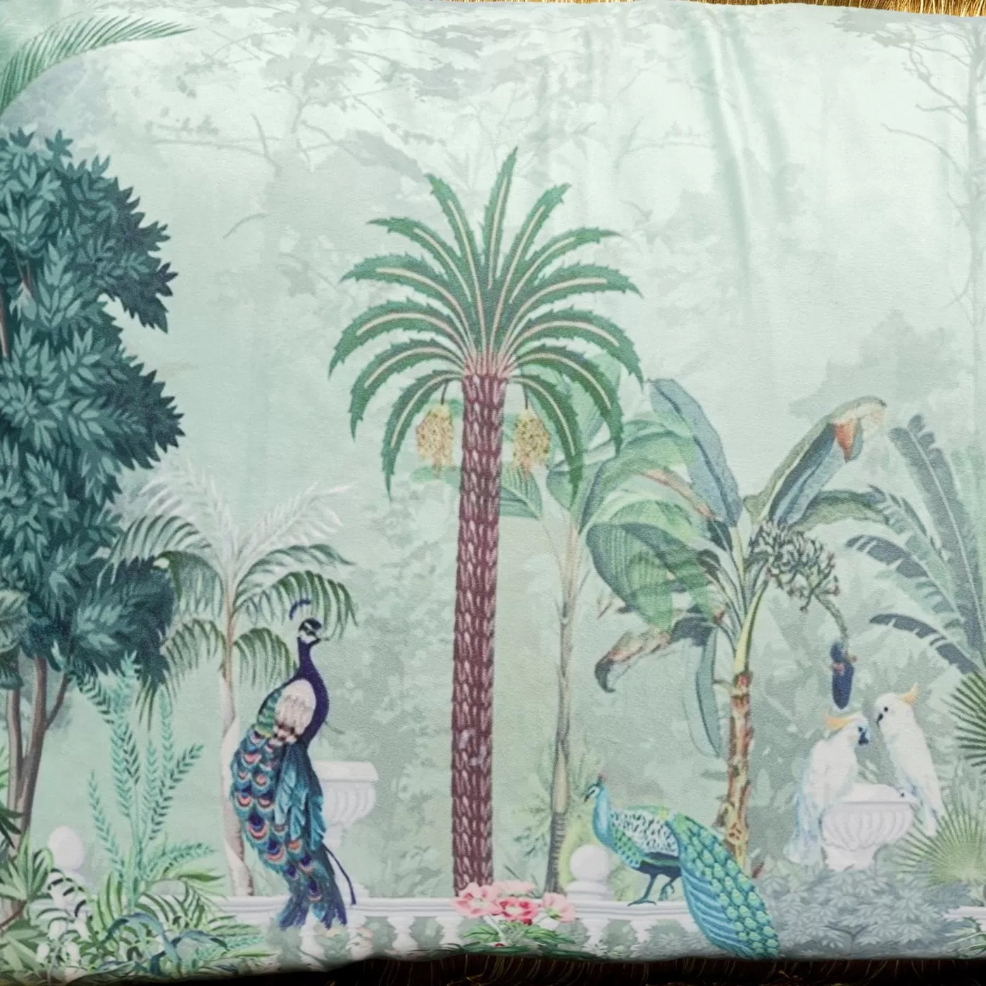Coussin à franges Jungle temple Kare Design