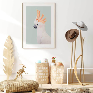 Affiche enfant cockatoo  Affiche + cadre en bois - Chêne