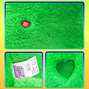 Peluche extra soffice e fluffy Serie Orsetti del Cuore. Design orsetto verde fortunato. 45 cm.