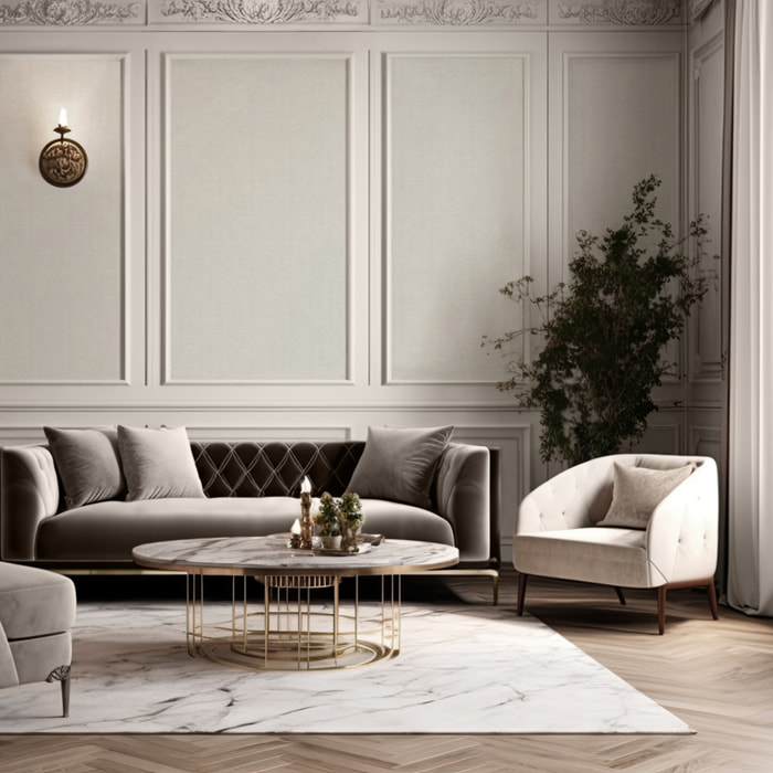 Papier peint uni effet toile jute taupe sable