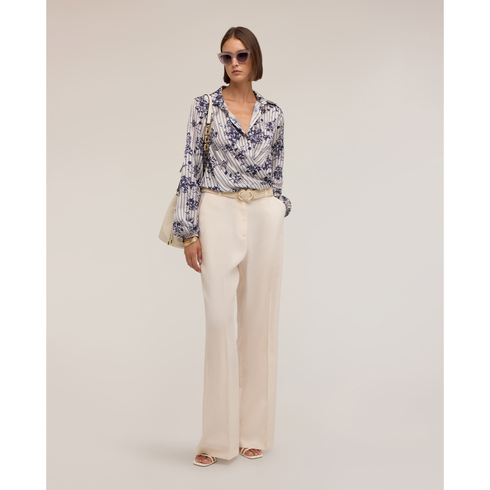 Motivi - Blusa in raso con stampa e drappeggio - Viola