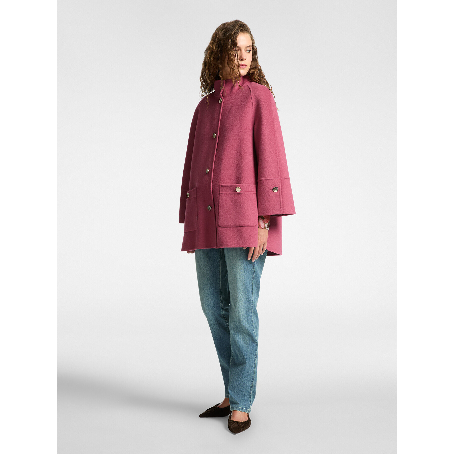 Elena Mirò - Cappotto corto in tessuto double - Fucsia