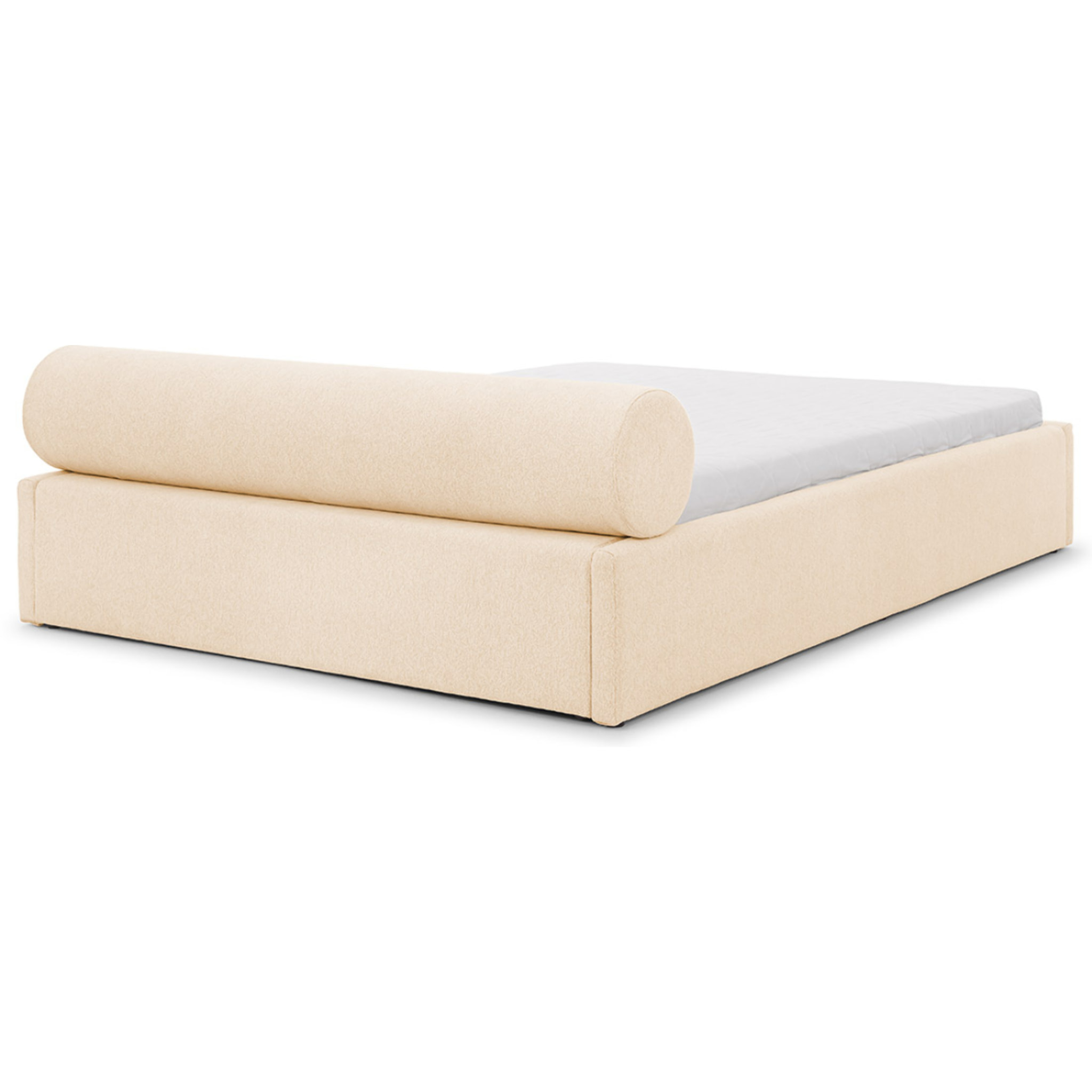 Billy - lit coffre - 160x200 cm - en tissu texturé - sommier inclus - Beige