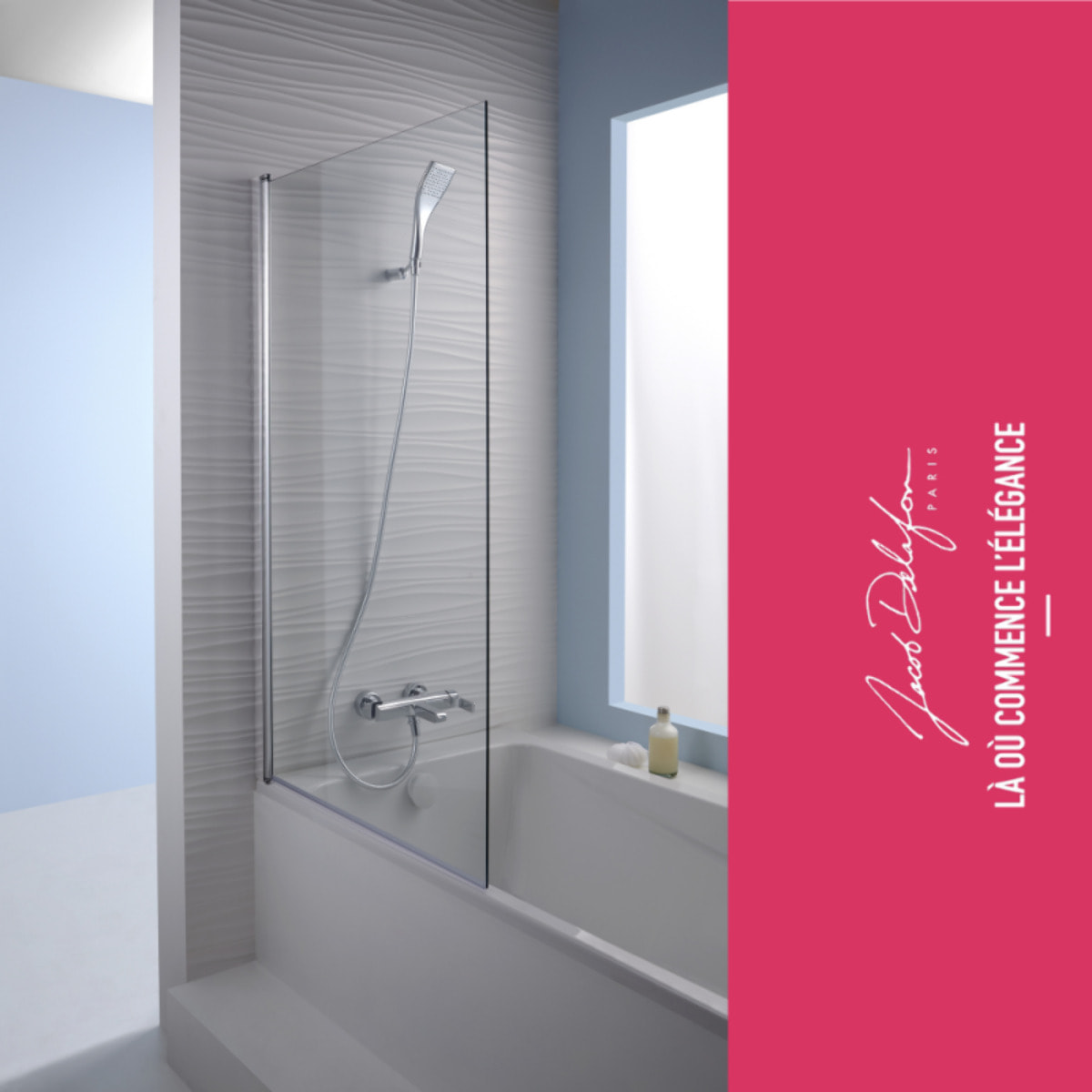 Pack baignoire Elise + pare bain chromé + vidage