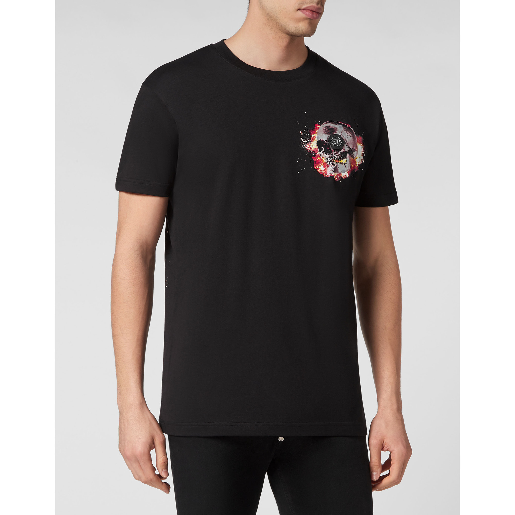 PHILIPP PLEIN T-shirt Round Neck SS Skull on fire