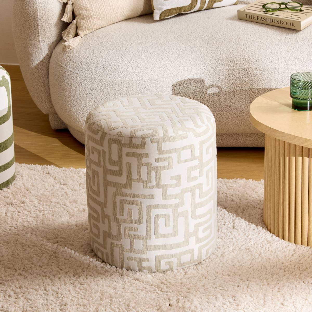 Pouf Rond Delor Blanc 36x40 cm