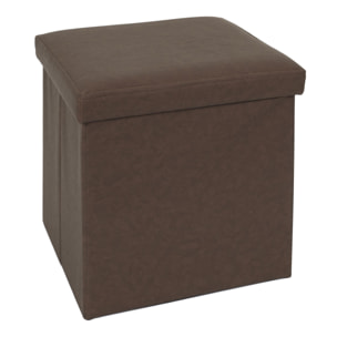 COFFRE POUF PLIABLE PU MARRON