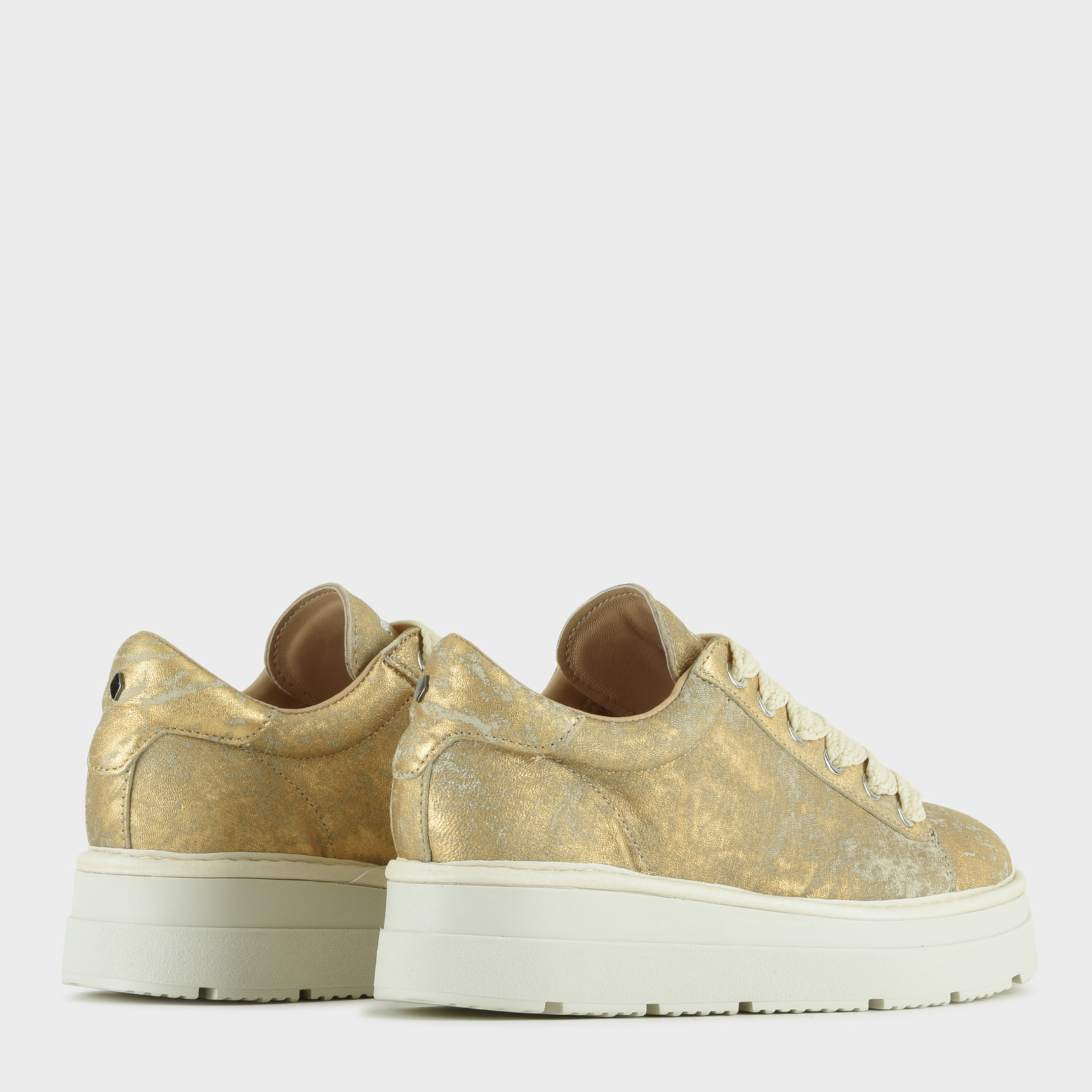 SCARPA ALLACCIATA P89 DONNA IN PELLE LAMINATA ORO