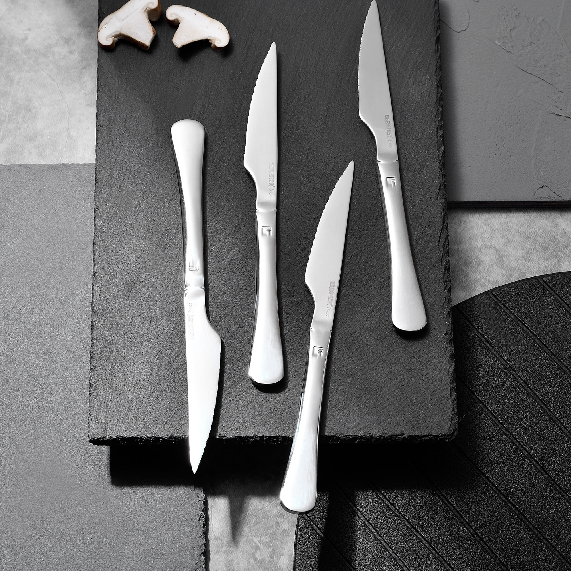 Set 6 cuchillos chuleteros color plata Bergner coleccion Munich