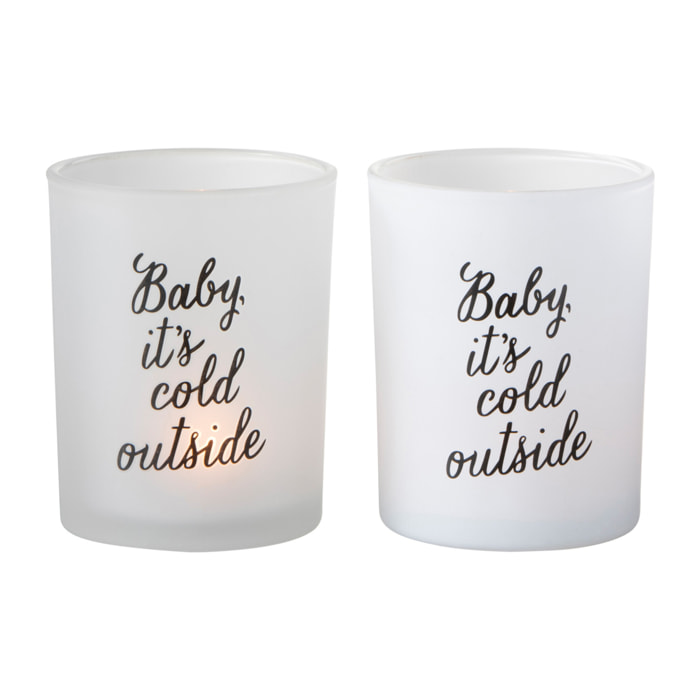 J-Line photophore Baby - verre - blanc/noir - large - 2 pcs