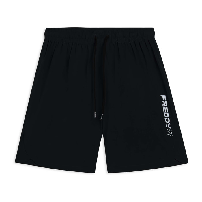 Shorts slim con tasche zip e coulisse in vita