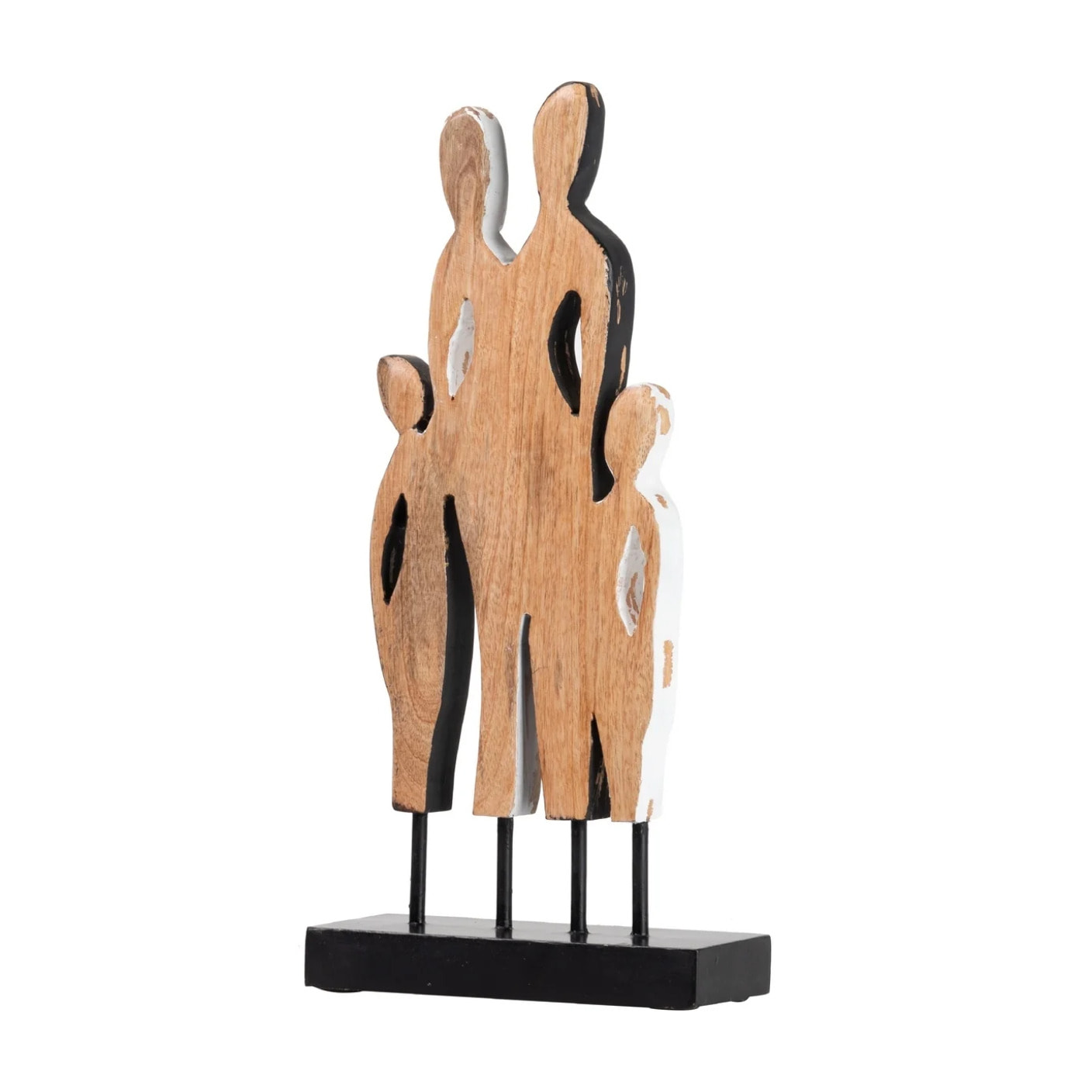 Figura Familia Metal Madera Mango 22x9x46 Cm