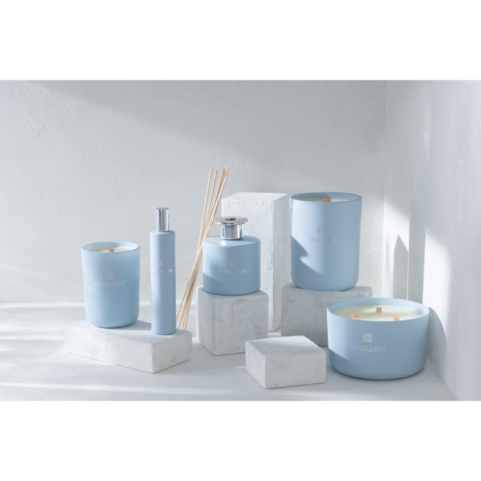 J-Line bougie parfumée Excellent - White Tea - verre - bleu clair – medium – 80H