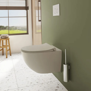 Cuvette WC suspendu sans bride Sento lin + abattant frein de chute déclipsable