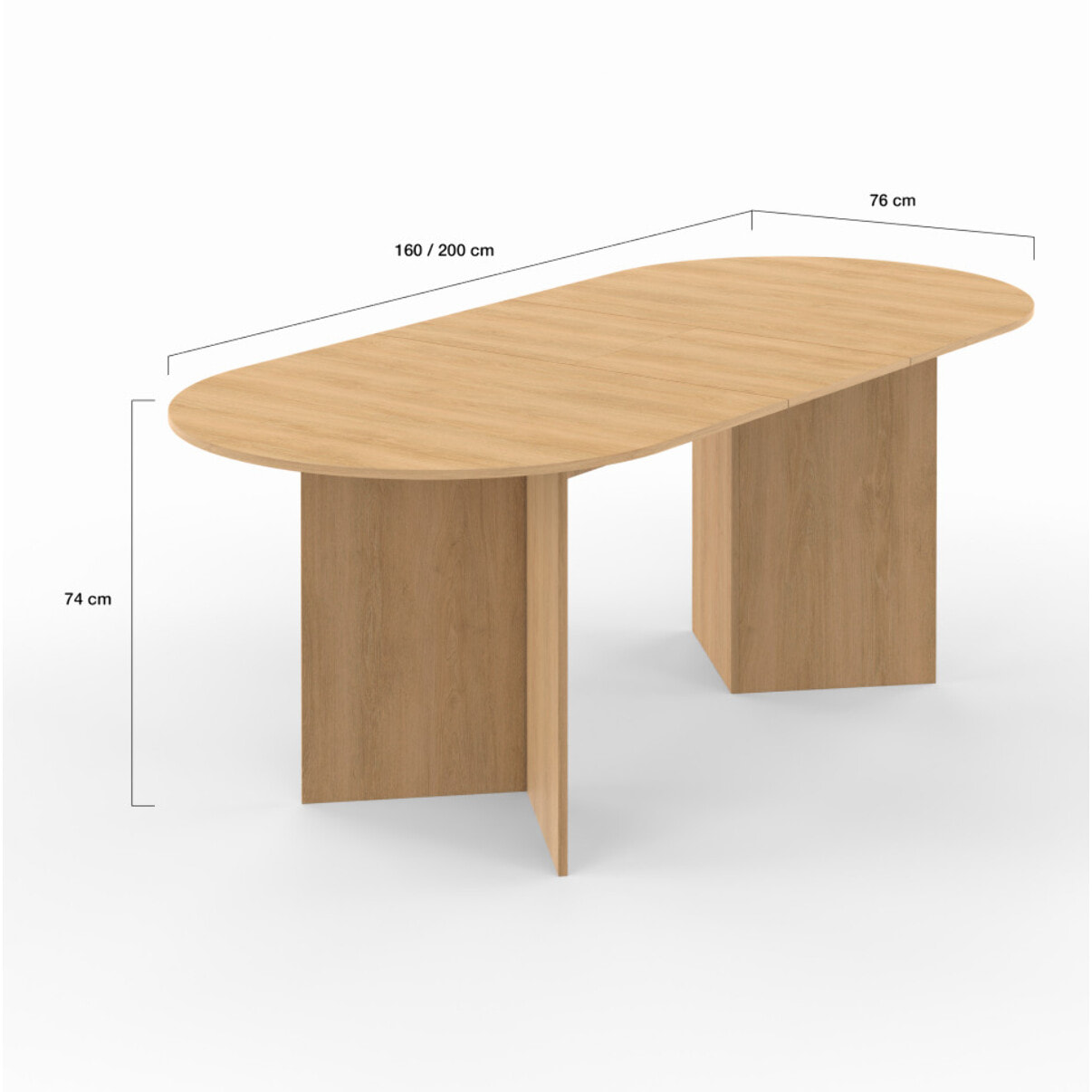 Table à manger extensible Gabin 160-200cm effet hêtre
