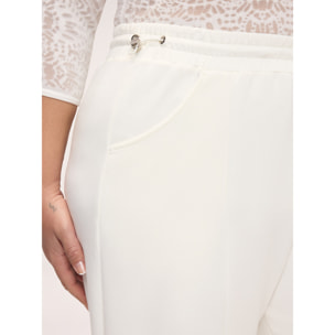 Fiorella Rubino - Pantaloni cropped in tessuto stretch - Bianco