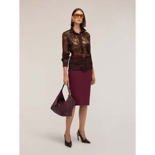 Motivi - Camicia in pizzo floreale - Marrone