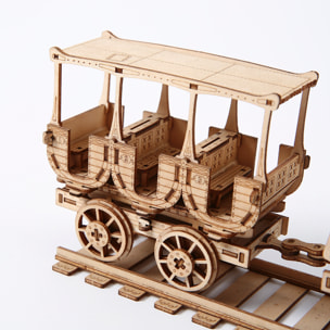 Maqueta de Madera 3D, diseño de Vagón del vino con movimiento mecánico. 278 piezas.