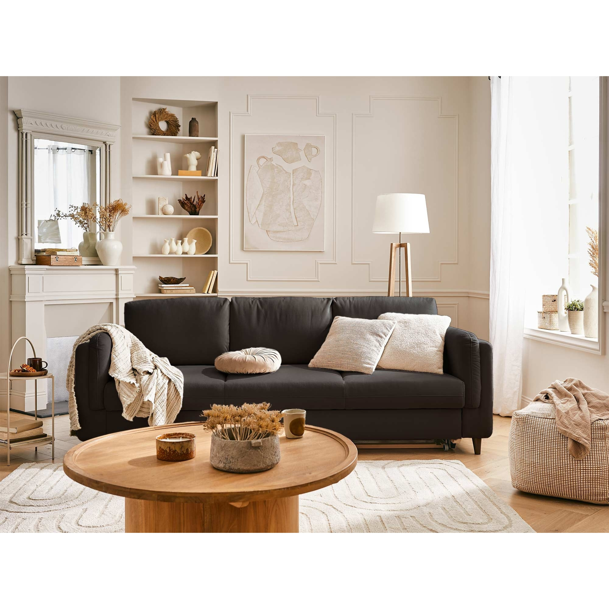 Brooke - canapé 3 places - convertible - en velours - Gris foncé