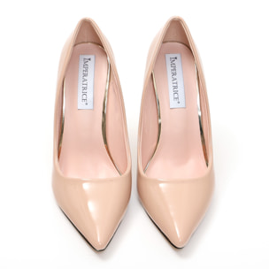 Dècolletè pumps in simil pelle verniciata con tacco a spillo