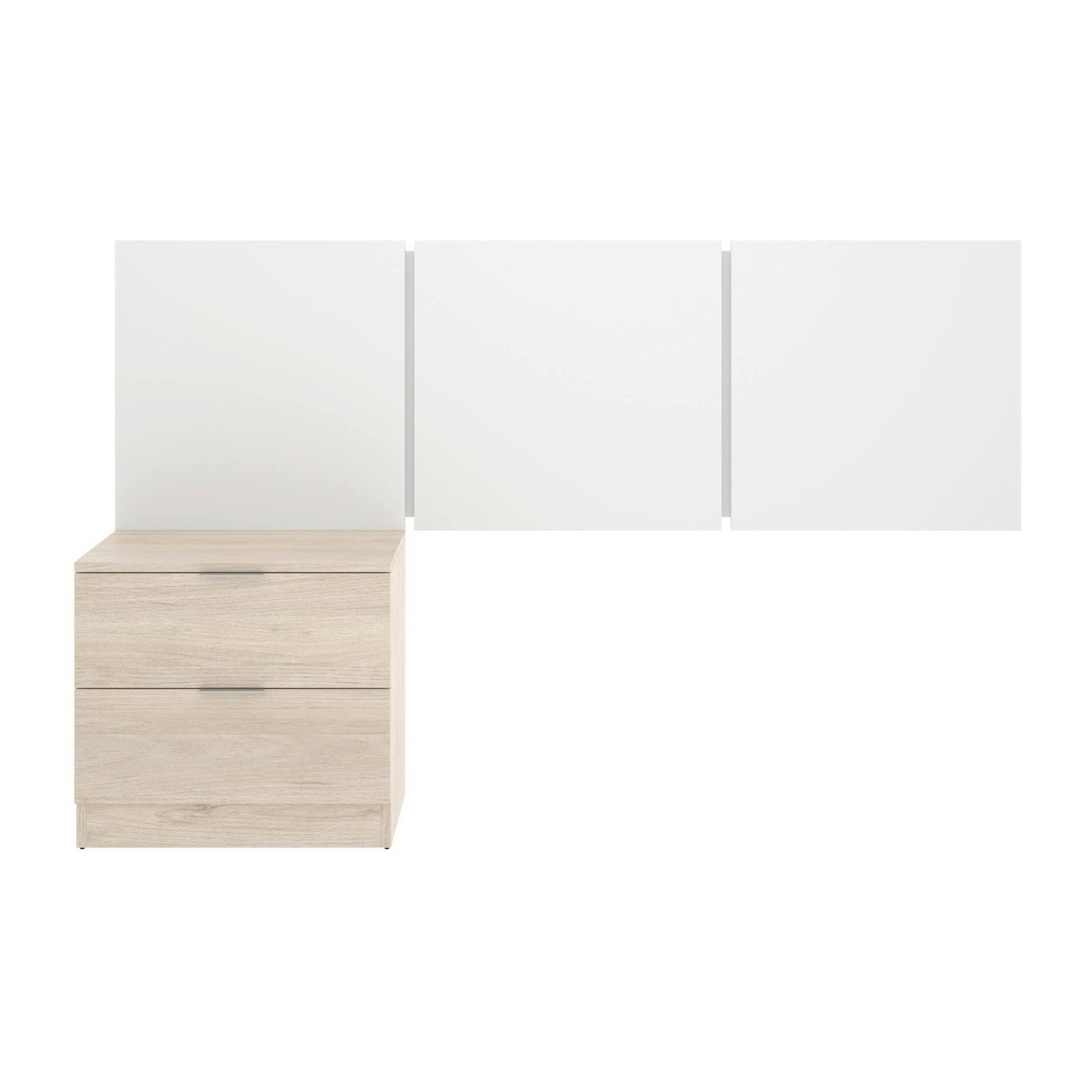 Testiera letto Chanhom, Spalliera, Testata per camera da letto, Poggiatesta, 157x34 h96 cm, Bianco e Rovere