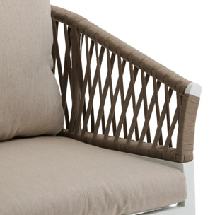 Lot de 2 fauteuils de jardin "Oriengo" taupe & blanc en aluminium et mailles tressées