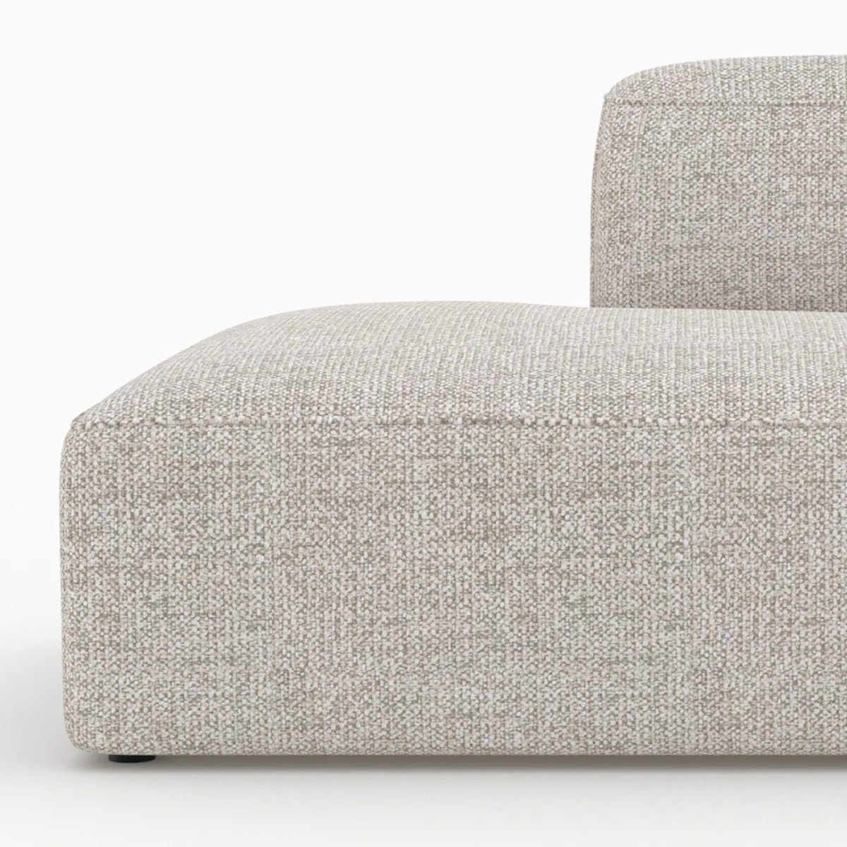 Canapé d'angle droit modulable en tissu beige 4 places avec 2 poufs - Hestia