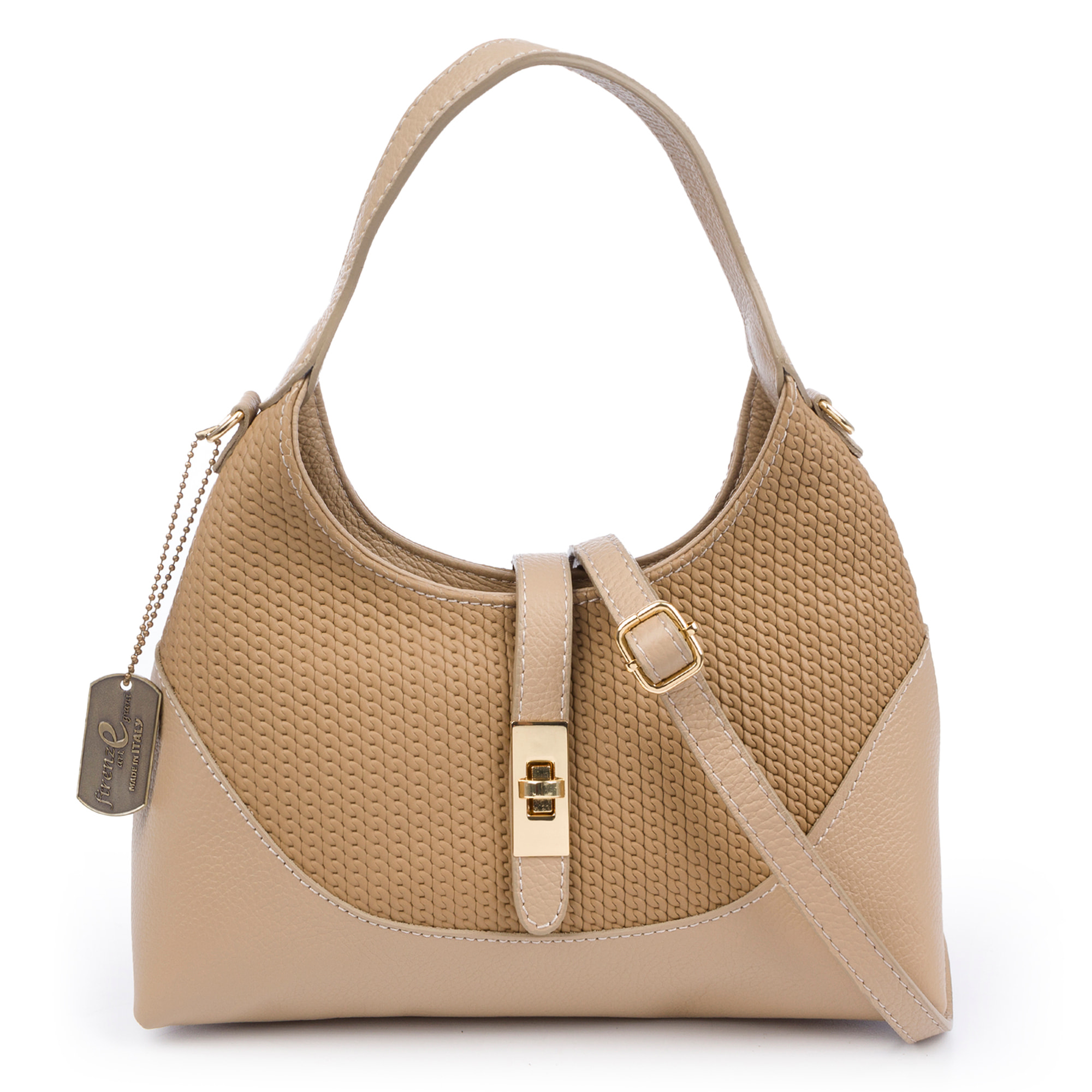 Belgioioso Bolso de hombro Mujer. Piel auténtica acabado Dollaro estampado