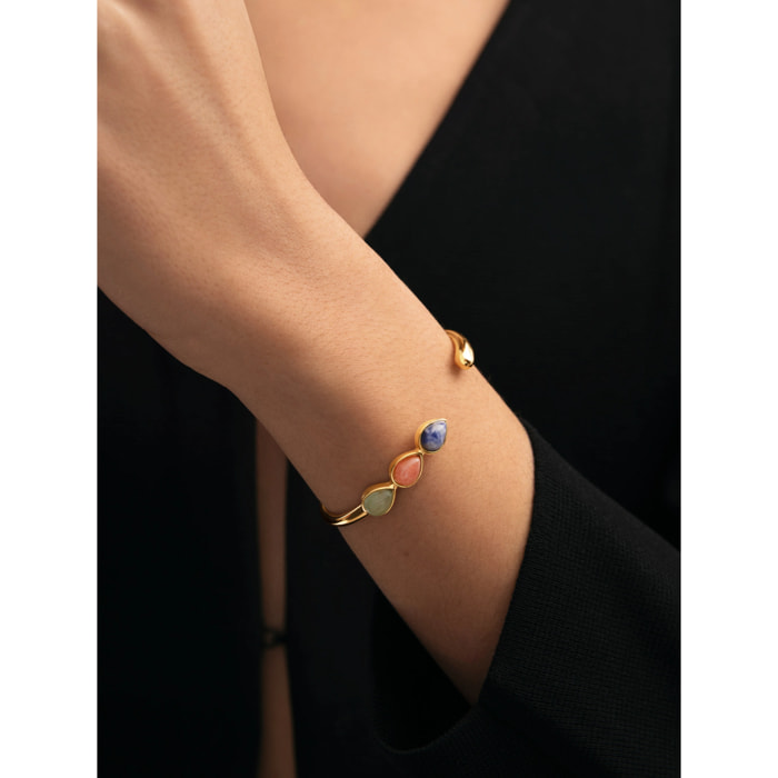 Brazalete Gota Stones Acero Baño Oro