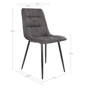Set 2 sedie da pranzo Middelfart in microfibra grigio scuro con gambe nere
