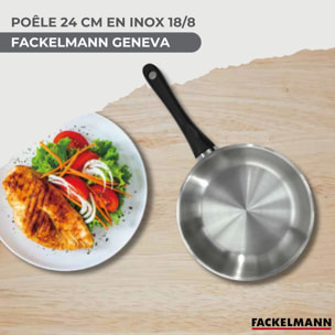 Set poêle 24 cm en inox et couvercle verre Fackelmann Geneva