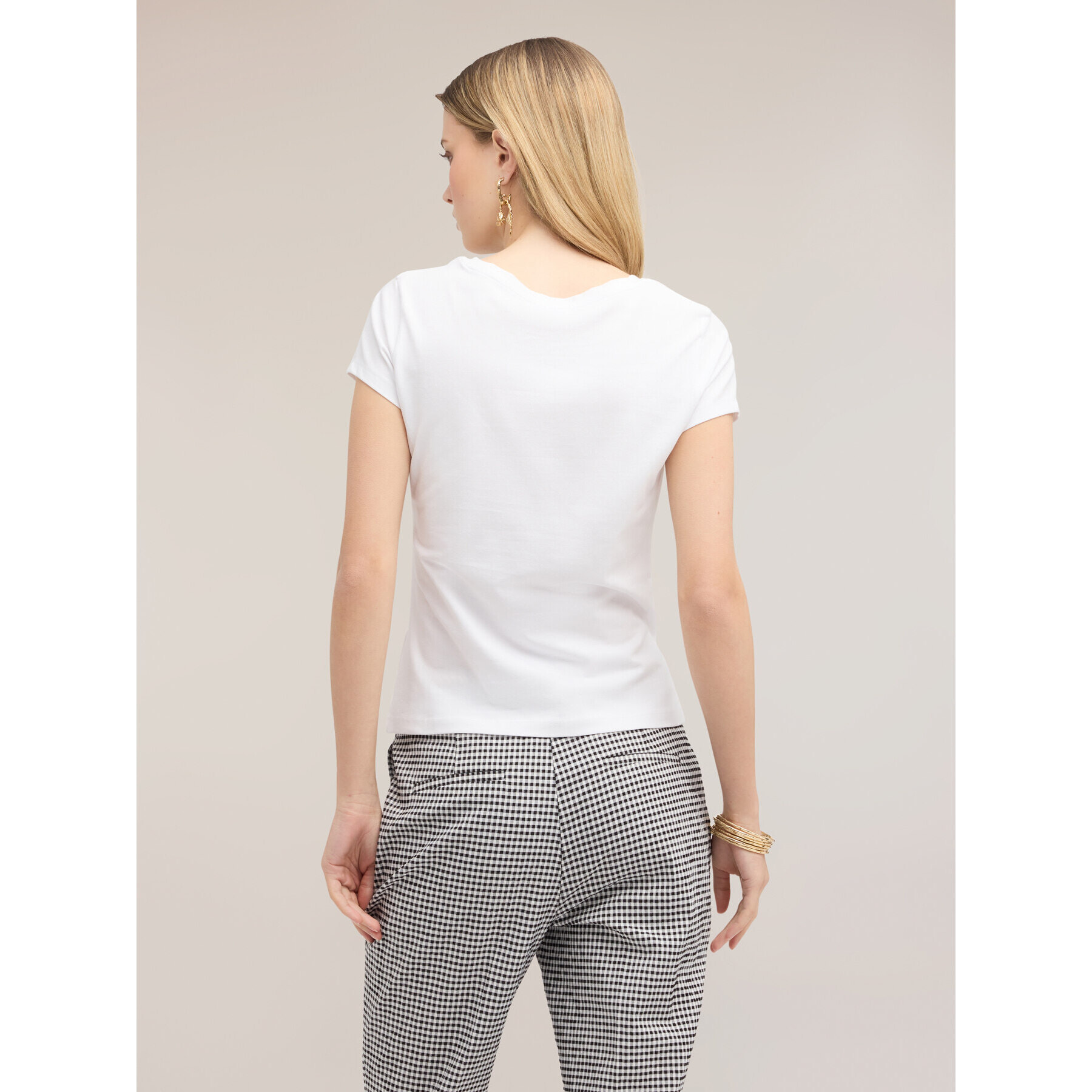 Motivi - Camiseta con drapeado lateral asimétrico - Blanco