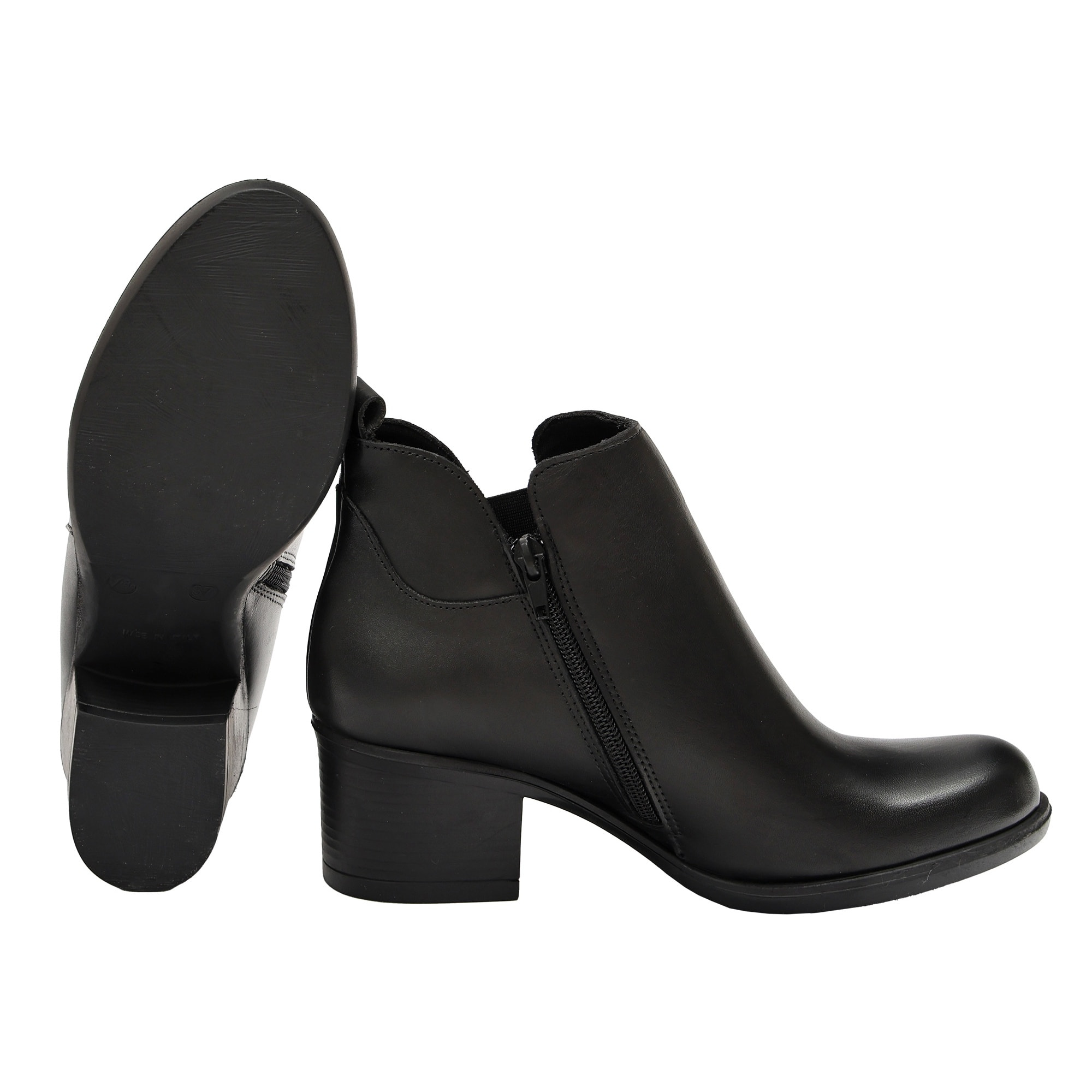 Tronchetto in vera pelle con tacco comodo e fascia elastica