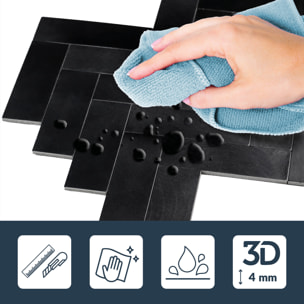 Crédence adhésive murale 3D  - Effet chevron 4 pièces - Noir