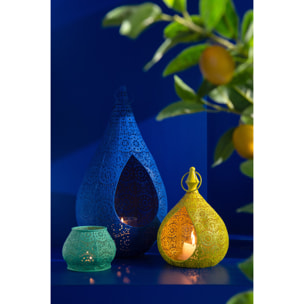 J-Line bougeoir Cylindre - métal/verre - cyan - small