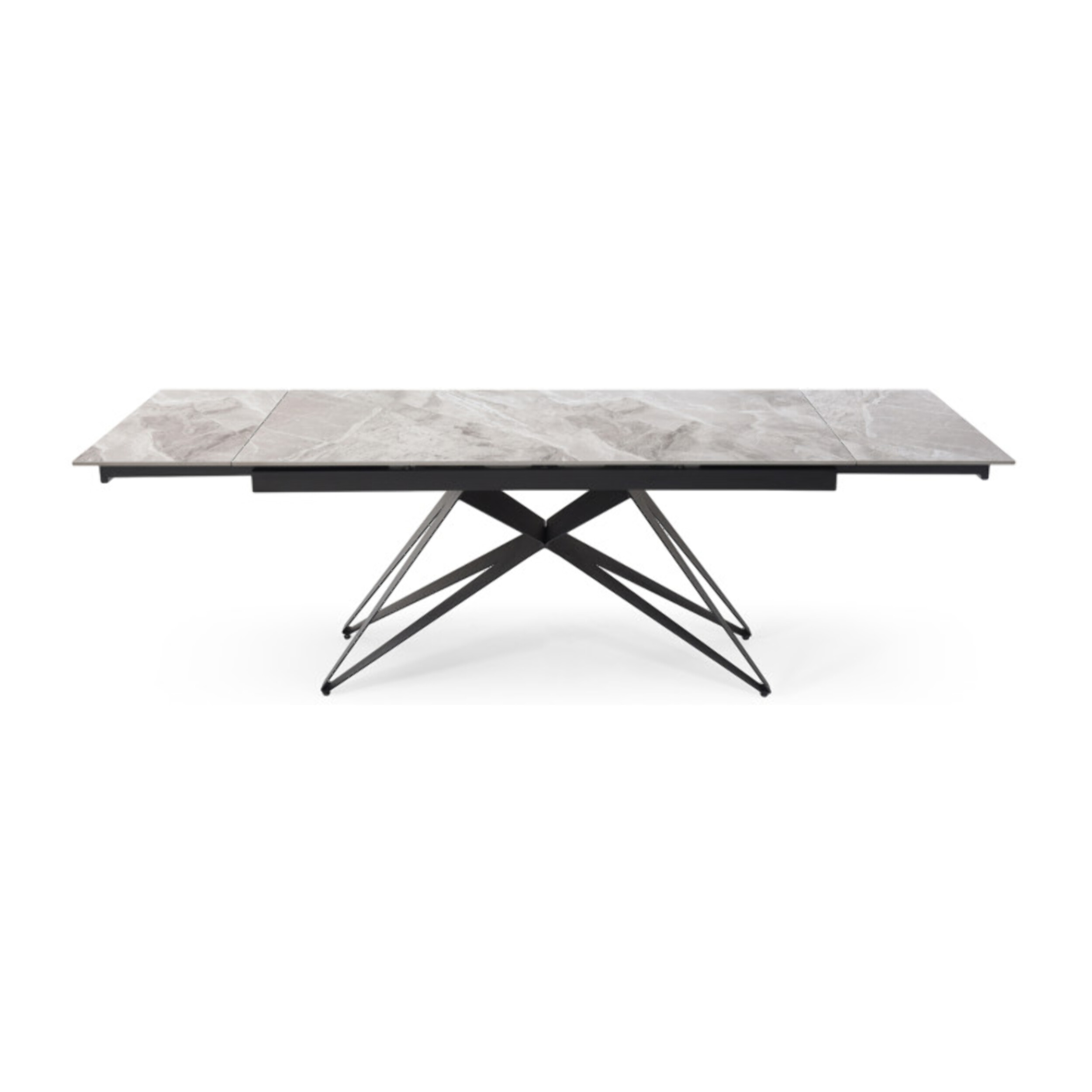 Table extensible céramique gris marbré 180/260 cm - 8 piètements - UNIK