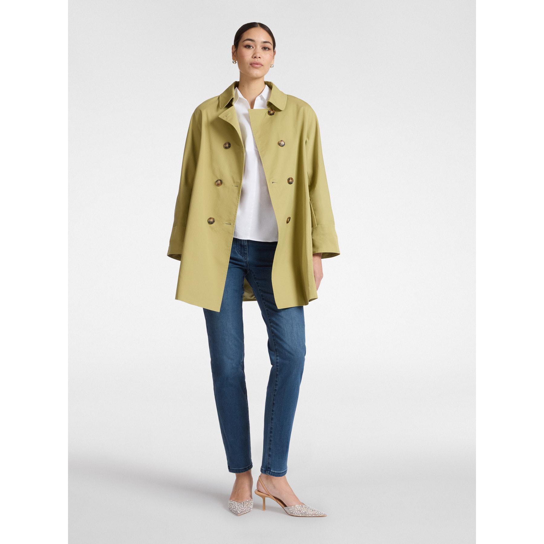 Elena Mirò - Trench doppiopetto in gabardine - Verde chiaro