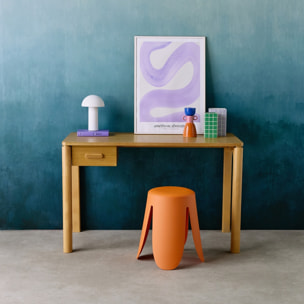 Bureau bois d'hévéa placage chêne 1 tiroir GARANCE
