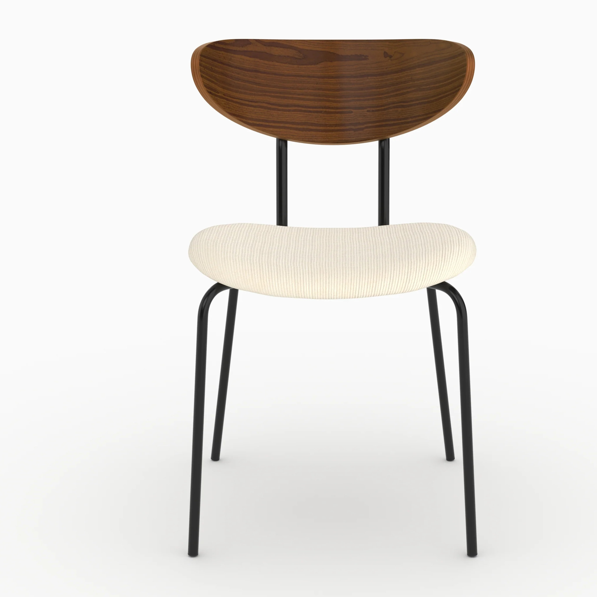Lot de 2 chaises en velours côtelé blanc crème et dossier en bois - Jade