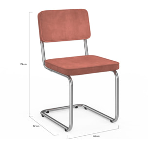 Chaises Naya en velours terracotta et pied métal - lot de 4