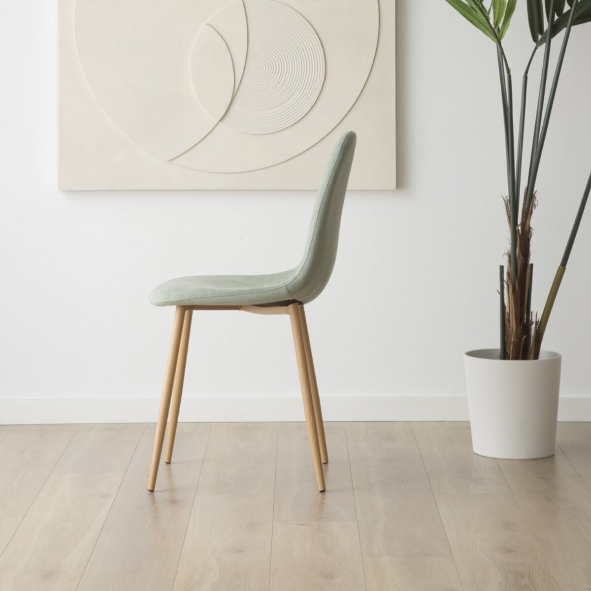 Pack de 4 chaises -tissu et bois-couleur bleu aigue-marine 44 x 88 x 51 cm