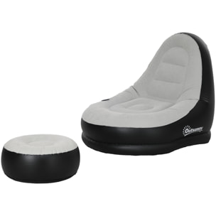 Fauteuil gonflable ultra détente avec repose-pieds PVC flocage grand confort