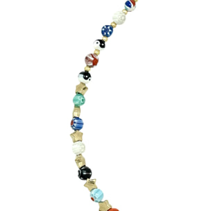 Collar multicolor Talisman de Luz en luz en latón dorado