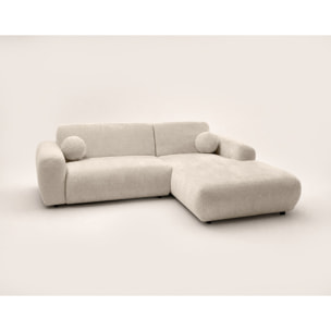Louise - Canapé d'angle droit 4 places en velours texturé - Beige