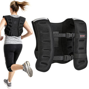 Chaleco Lastrado 8kg, Chaleco Peso Entrenamiento Transpirable, con 2 Correas Ajustables y Bandas Reflectantes, para Entrenamiento de Fuerza, Jogging, Negro