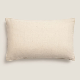 Funda de cojín algodón bordado floral Frida color marron beige Algodón