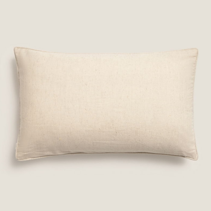 Funda de cojín algodón bordado floral Frida color marron beige Algodón