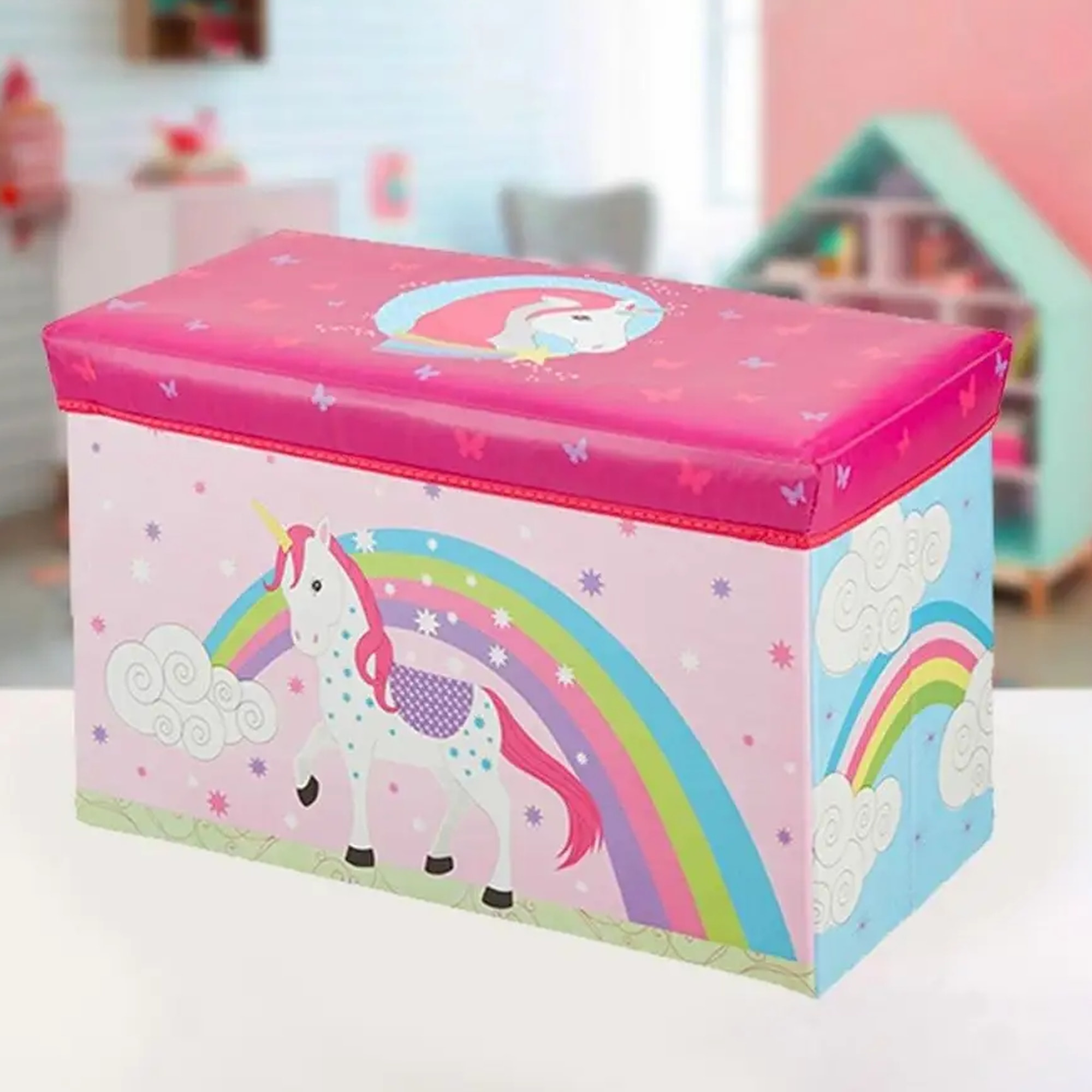 Caja de almacenamiento MDS con tela no tejida, diseño unicornio 60x30x35cm